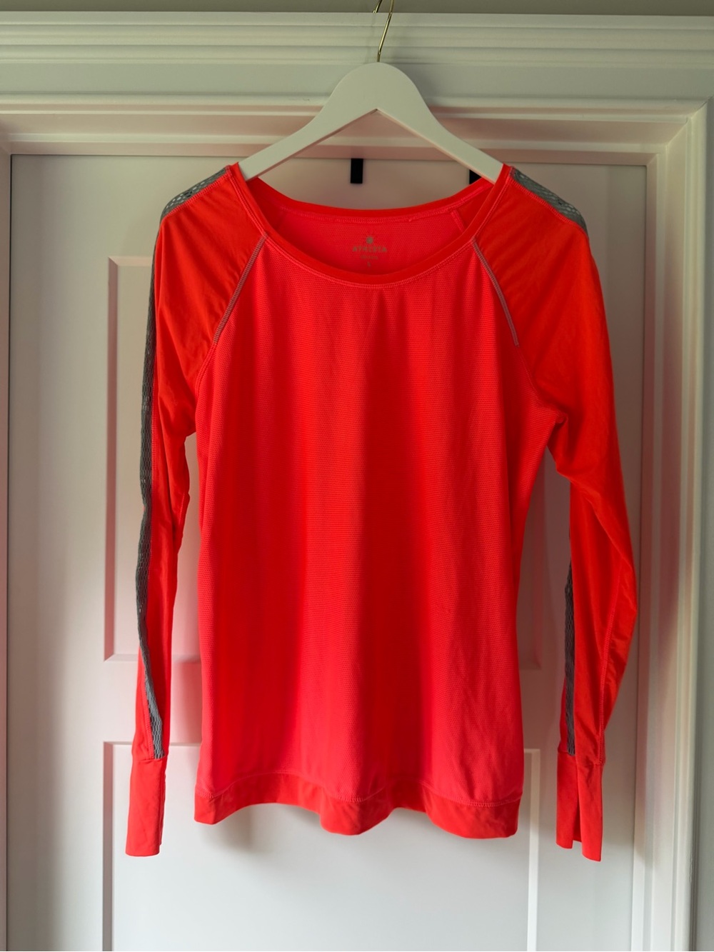 Athleta Long-Sleeve Performance Top - Bright Coral with Reflective Trim